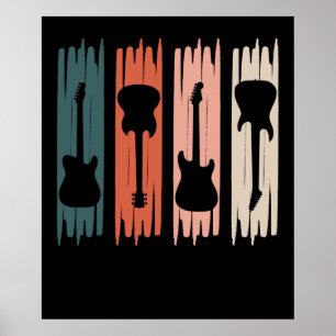 Retro Guitar Music Player Musician Guitarist Graph Poster