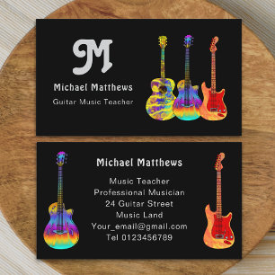 Retro Guitar Music Teacher Custom Business Card