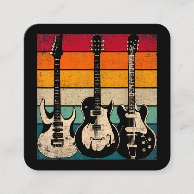 Retro Guitar  Square Business Card (Front)