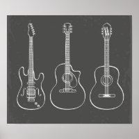 Retro guitar trio musical illustration
