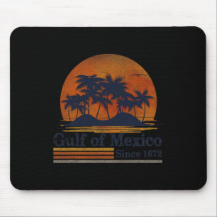 Retro Gulf Of Mexico 1672 Beach Palms Summer Vacat Mouse Pad