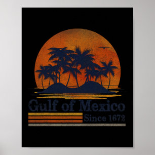 Retro Gulf Of Mexico 1672 Beach Palms Summer Vacat Poster