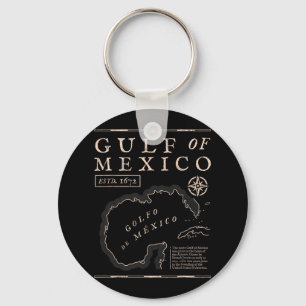 Retro Gulf Of Mexico 1672 Historic Map Keychain