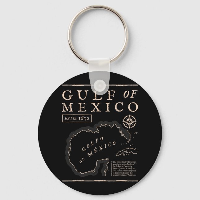 Retro Gulf Of Mexico 1672 Historic Map  Keychain (Front)