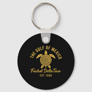 Retro Gulf Of Mexico Est 1550 Foxtrot Delta Taco Keychain
