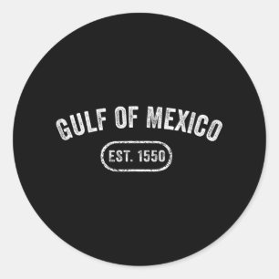 Retro Gulf Of Mexico Est 1550 Mexican Flag For Men Classic Round Sticker