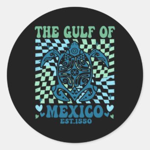 Retro Gulf Of Mexico Est 1550 Turtle Beach Shirt M Classic Round Sticker