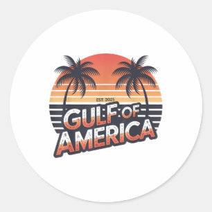 Retro Gulf Of Us America 2025 American Flag Mexico Classic Round Sticker