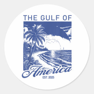 Retro Gulf Of Usa America 2025 American Flag Gulf  Classic Round Sticker