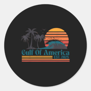 Retro Gulf Of Usa America Est 2025 American Flag Classic Round Sticker