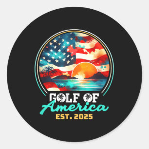 Retro Gulf Of Usa America Est 2025 American Flag G Classic Round Sticker