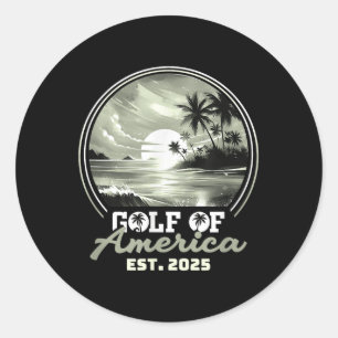 Retro Gulf Of Usa America Est 2025 American Flag G Classic Round Sticker