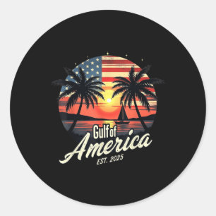 Retro Gulf Of Usa America Est 2025 American Flag G Classic Round Sticker
