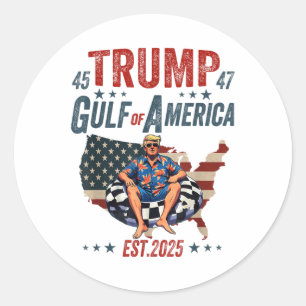Retro Gulf Of Usa America Est 2025 American Flag G Classic Round Sticker