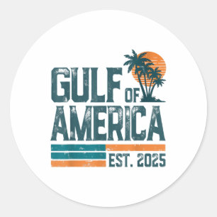 Retro Gulf Of Usa America Est 2025 American Flag G Classic Round Sticker