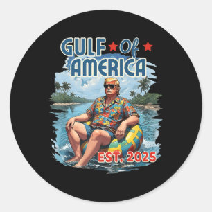 Retro Gulf Of Usa America Est 2025 American Flag G Classic Round Sticker