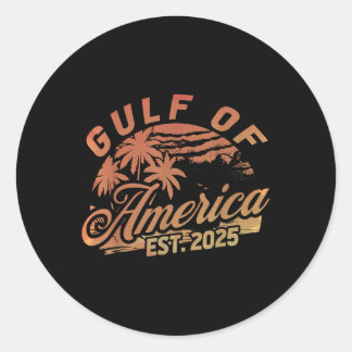 Retro Gulf Of Usa America Est 2025 American Flag G Classic Round Sticker