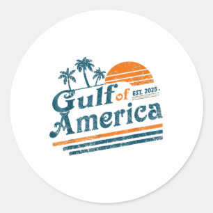 Retro Gulf Of Usa America Est 2025 American Flag G Classic Round Sticker