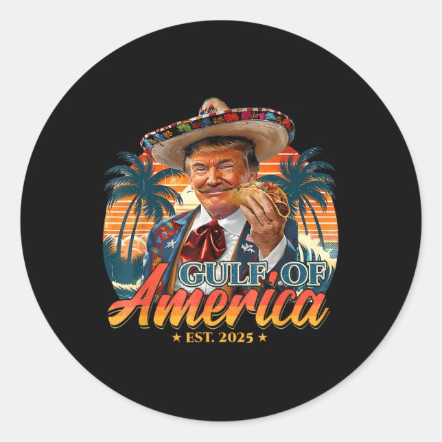 Retro Gulf Of Usa America Est 2025 American Flag G Classic Round Sticker (Front)