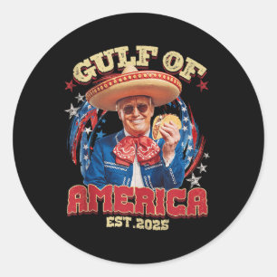 Retro Gulf Of Usa America Est 2025 American Flag G Classic Round Sticker