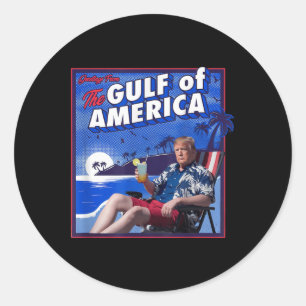 Retro Gulf Of Usa America Est 2025 American Flag G Classic Round Sticker