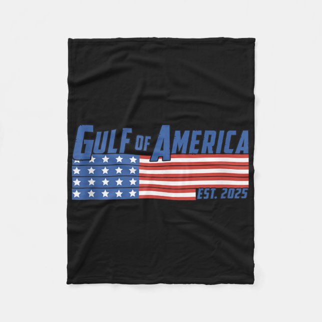 Retro Gulf Of Usa America Est 2025 American Flag G Fleece Blanket (Front)