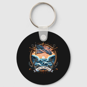 Retro Gulf Of Usa America Est 2025 American Flag G Keychain