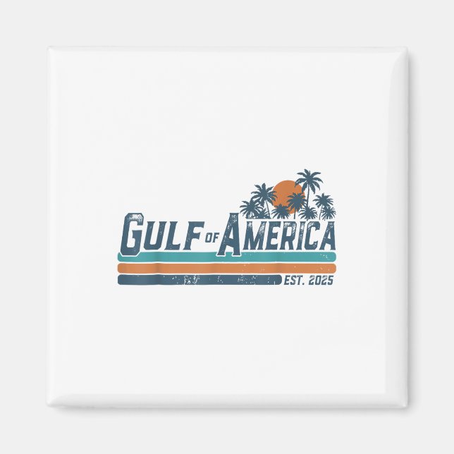 Retro Gulf Of Usa America Est 2025 American Flag G Magnet (Front)