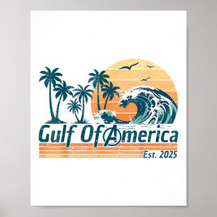 Retro Gulf Of Usa America Est 2025 American Flag G Poster