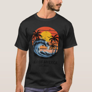 Retro Gulf Of Usa America Est 2025 American Flag G T-Shirt