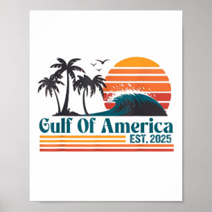 Retro Gulf Of Usa America Est 2025 American Flag Poster