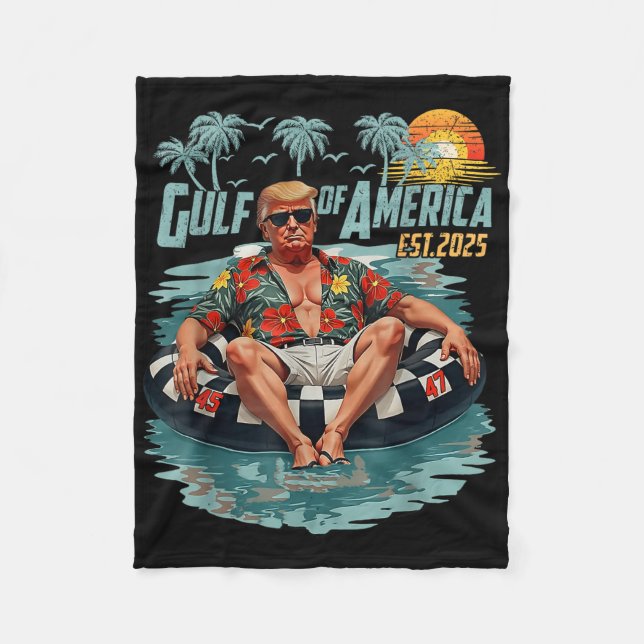 Retro Gulf Of Usa America Est 2025 American Gulf U Fleece Blanket (Front)