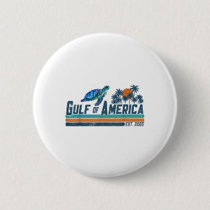 Retro Gulf Of Usa America Est 2025 Turtle Gulf Mex 2 Inch Round Button