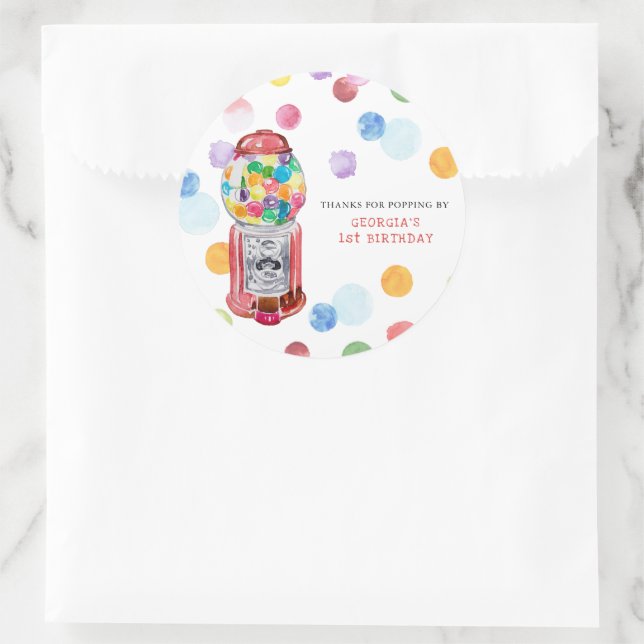 Retro Gumball Machine | Kids Birthday Party  Classic Round Sticker (Bag)