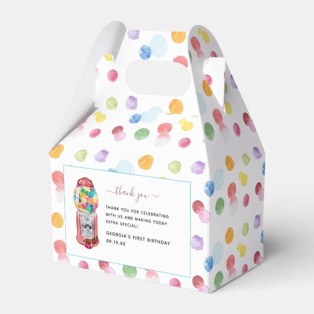 Retro Gumball Machine | Kids Birthday Party  Favor Box (Front Side)