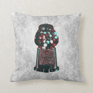 Retro Gumball Machine Throw Pillow