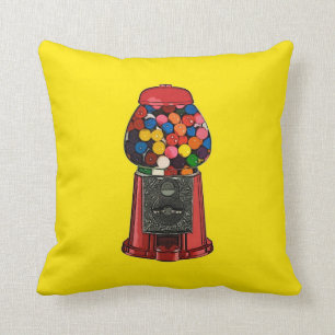 Retro Gumball Machine Throw Pillow