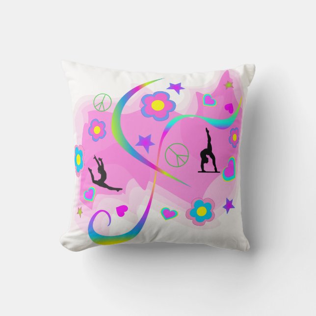 Retro Gymnastics Throw Pillow (Front)