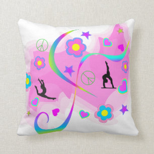 Retro Gymnastics Throw Pillow