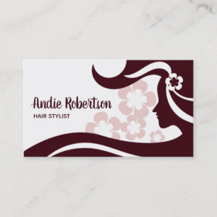 Retro Hair Stylist Brown and White Business Card