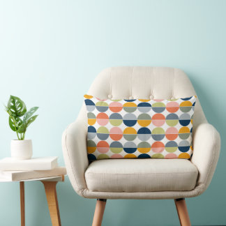 Retro Half Circle Geometric Mid-Century Modern Lumbar Pillow