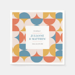 Retro Half Circle Scallop Mid Century  Wedding Napkin