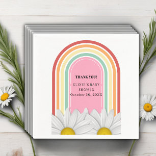Retro Half Daisy Baby Shower  Napkin