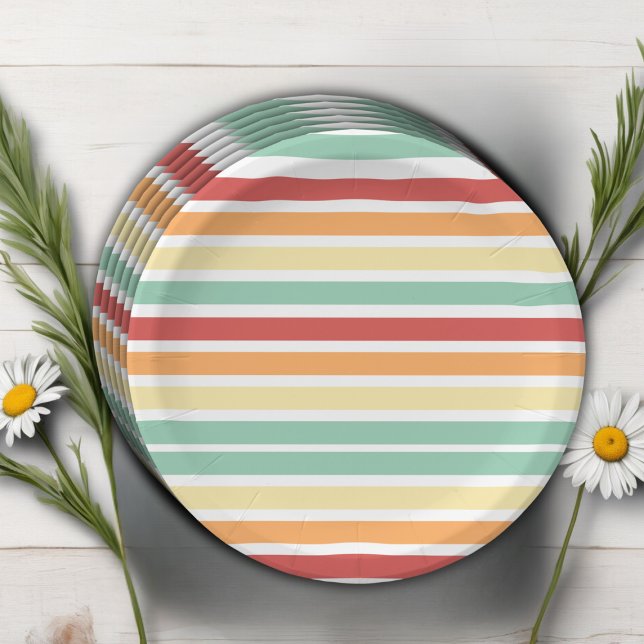 Retro Half Daisy Baby Shower  Paper Plate (Creator Uploaded)