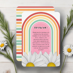 Retro Half Daisy Baby Shower  Thank You Card