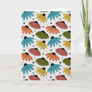 Retro Halftone Coneflowers Card