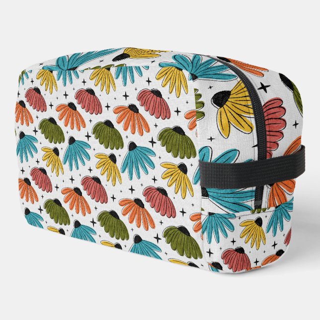 Retro Halftone Coneflowers Dopp Kit (Left Corner)