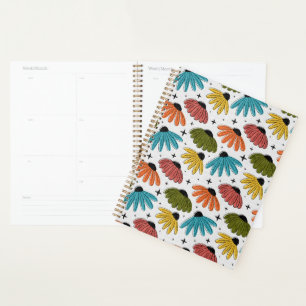 Retro Halftone Coneflowers Planner
