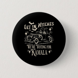 Retro Halloween 1692 Get In Witches We're Voting F 2 Inch Round Button