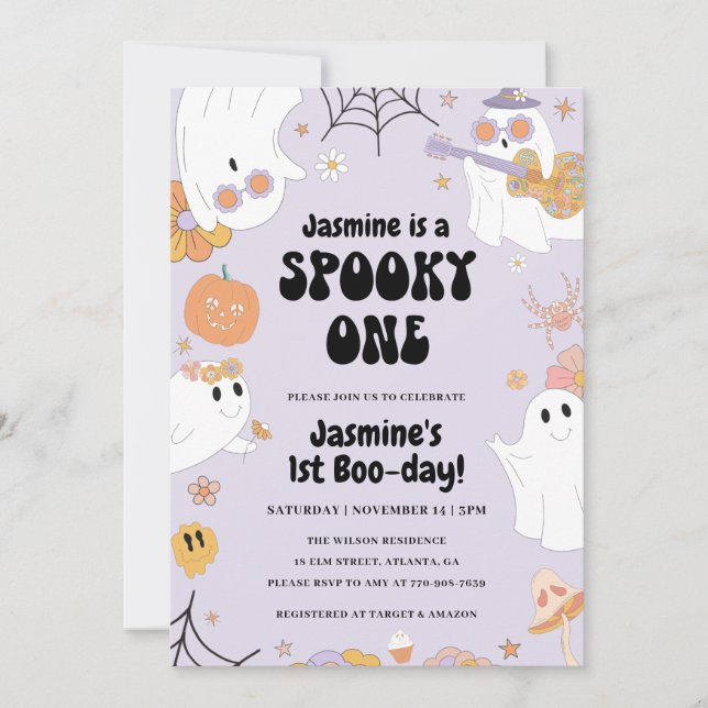 Retro Halloween 1er anniversaire Invitation (Devant)